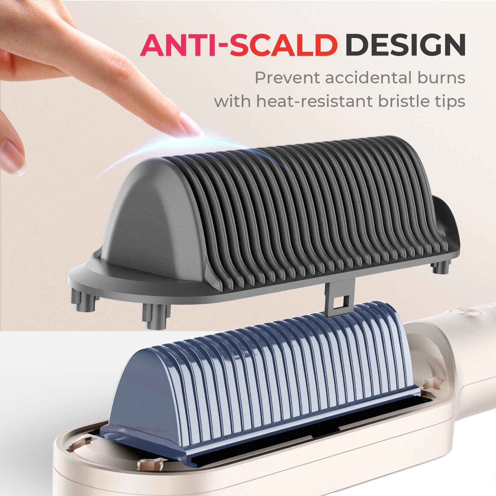 Hair Straightener Brush, TYMO Ring Hair Straightener Comb Straightening Brush for Women with 5 Temps 20s Fast Heating & Dual Voltage, Gold - Medaid International