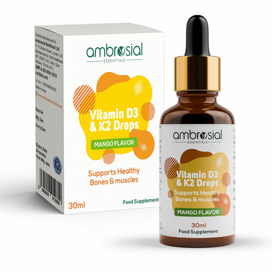 AMBROSIAL Vitamin D3 K2 Drops - for Adults and Kids (Pack of 1-30ml) - Medaid International
