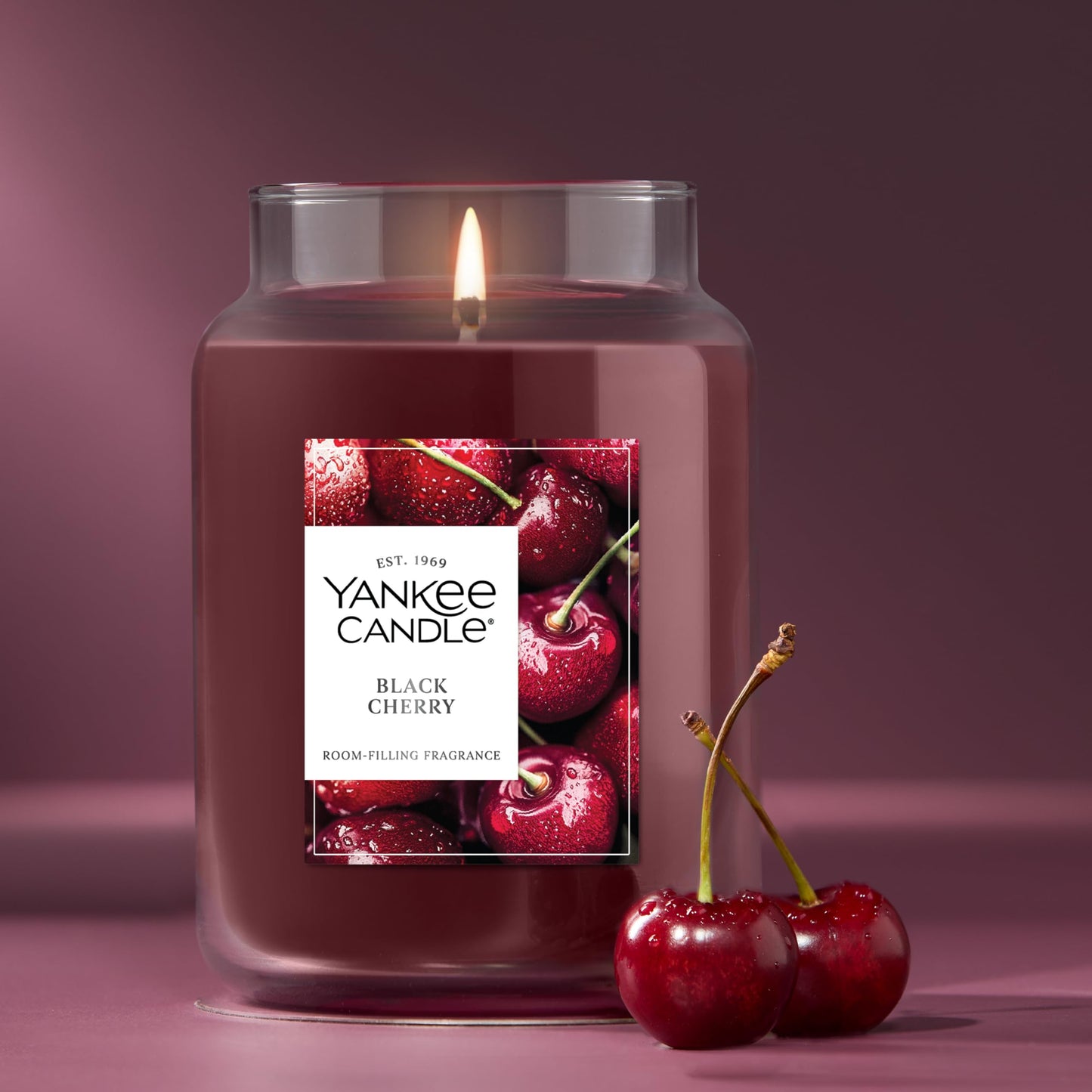 Yankee Candle Black Cherry Scented Candle, 22oz Large Jar with up to 150 Hour Burn Time, Giftable - Medaid International