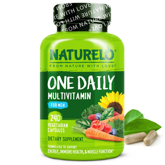 NATURELO Mens Multivitamins - One Daily Multivitamin for Men with Vitamins, Minerals & Organic Whole Foods, Boost Energy & Health, Non-GMO, 240 Vegetarian Capsules - Medaid International