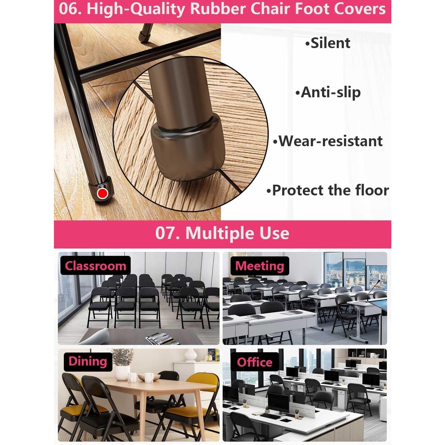 KAOCHA 1 Pack Bulk Folding Chairs with Padded Cushion, Single Black Steel Metal Frame Foldable Chair for Indoor and Outdoor, Portable Stackable Commercial Seat for Bedroom Patio Party Event - Medaid International