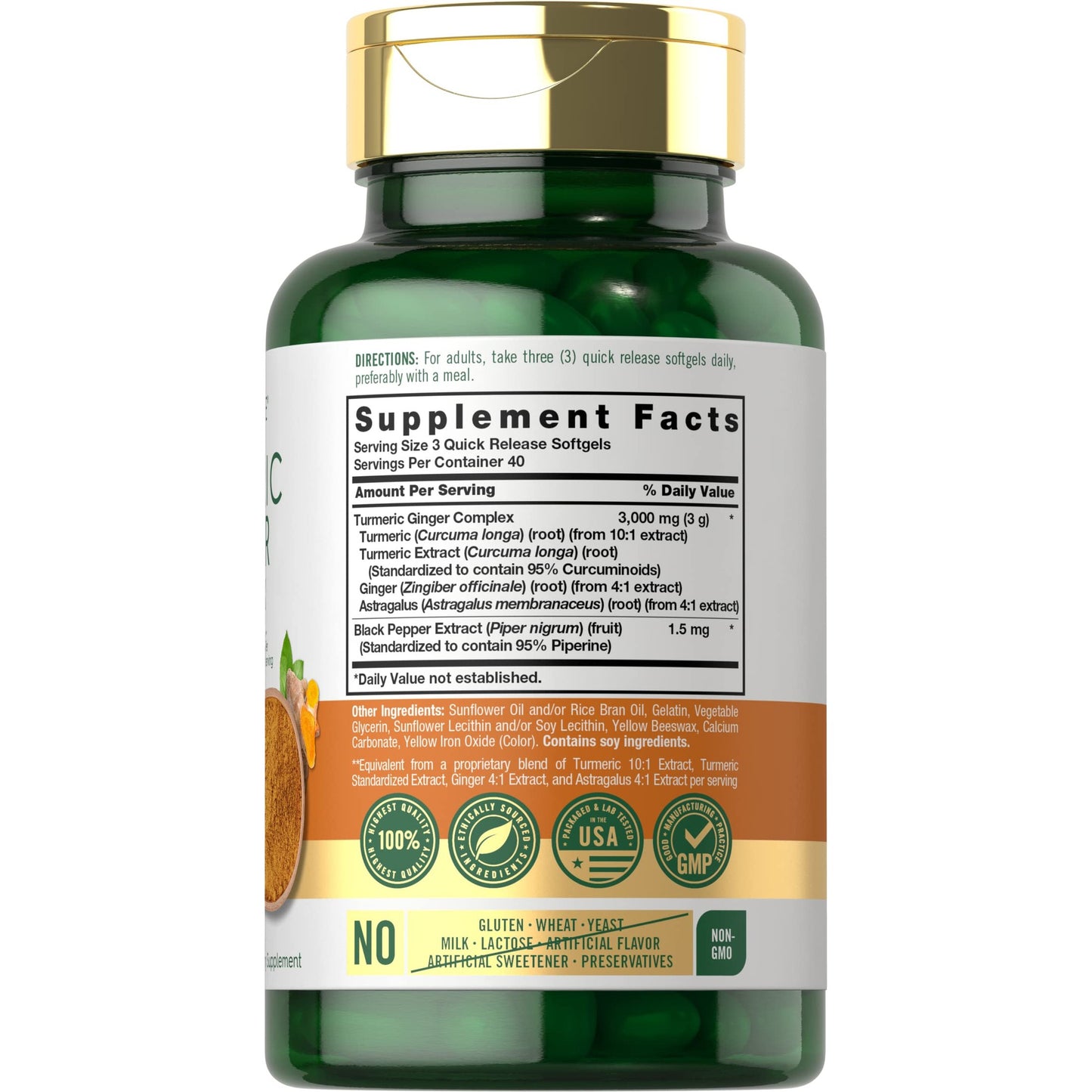 Carlyle Turmeric and Ginger Supplement 3000 mg | 120 Softgel Capsules | Turmeric Curcumin Complex | with Black Pepper Extract | Non-GMO, Gluten Free - Medaid International