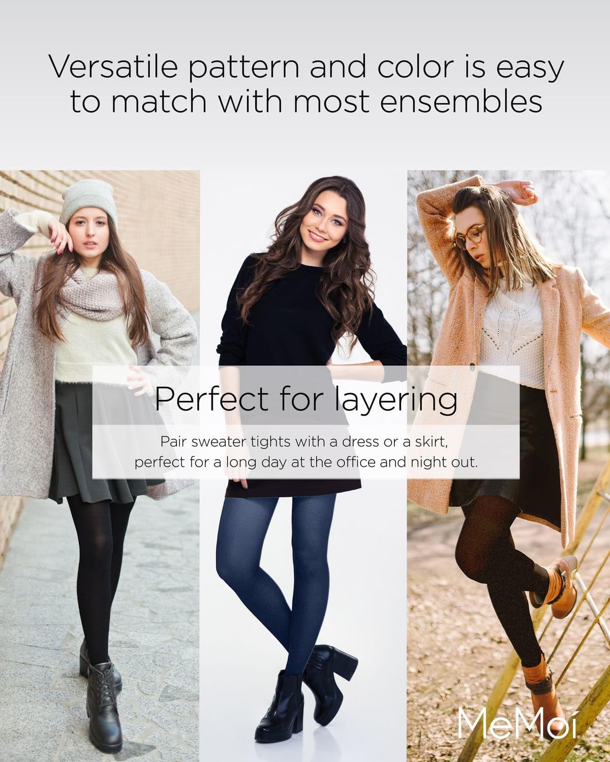 New MeMoi - Sweater Rib Tights, S/M, Winter White - Medaid International