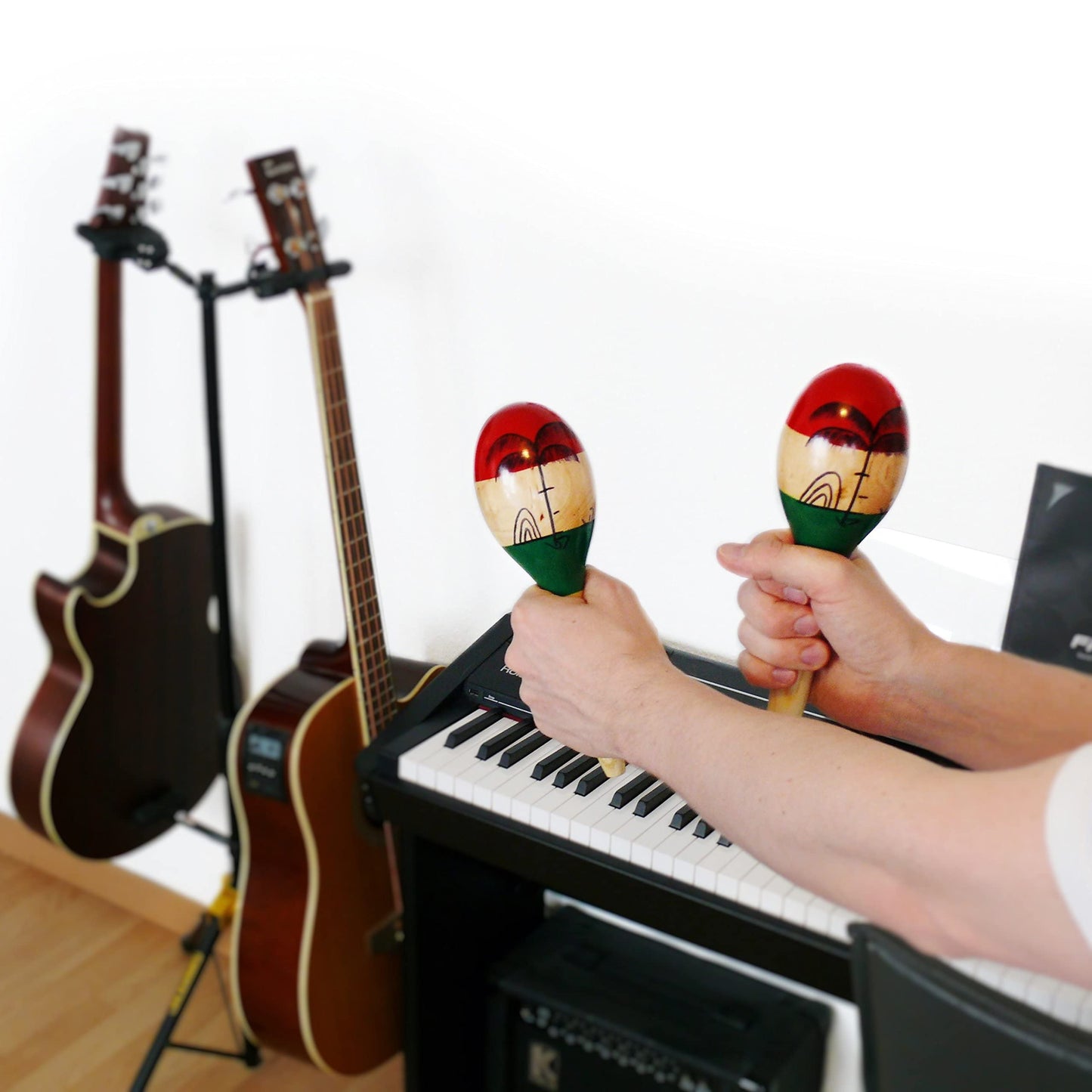 UMIKU Maracas 2PCS 10 Inch Wooden Rumba Shakers Latin Hand Percussion Instrument for Bright Vibrant Sound and Salsa Rhythm - Medaid International