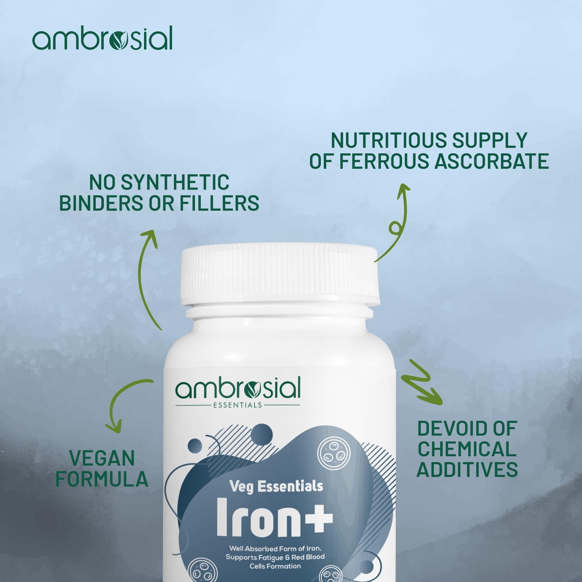 Ambrosial Iron+ 25mg Pack of 2-120 Capsules - Medaid International