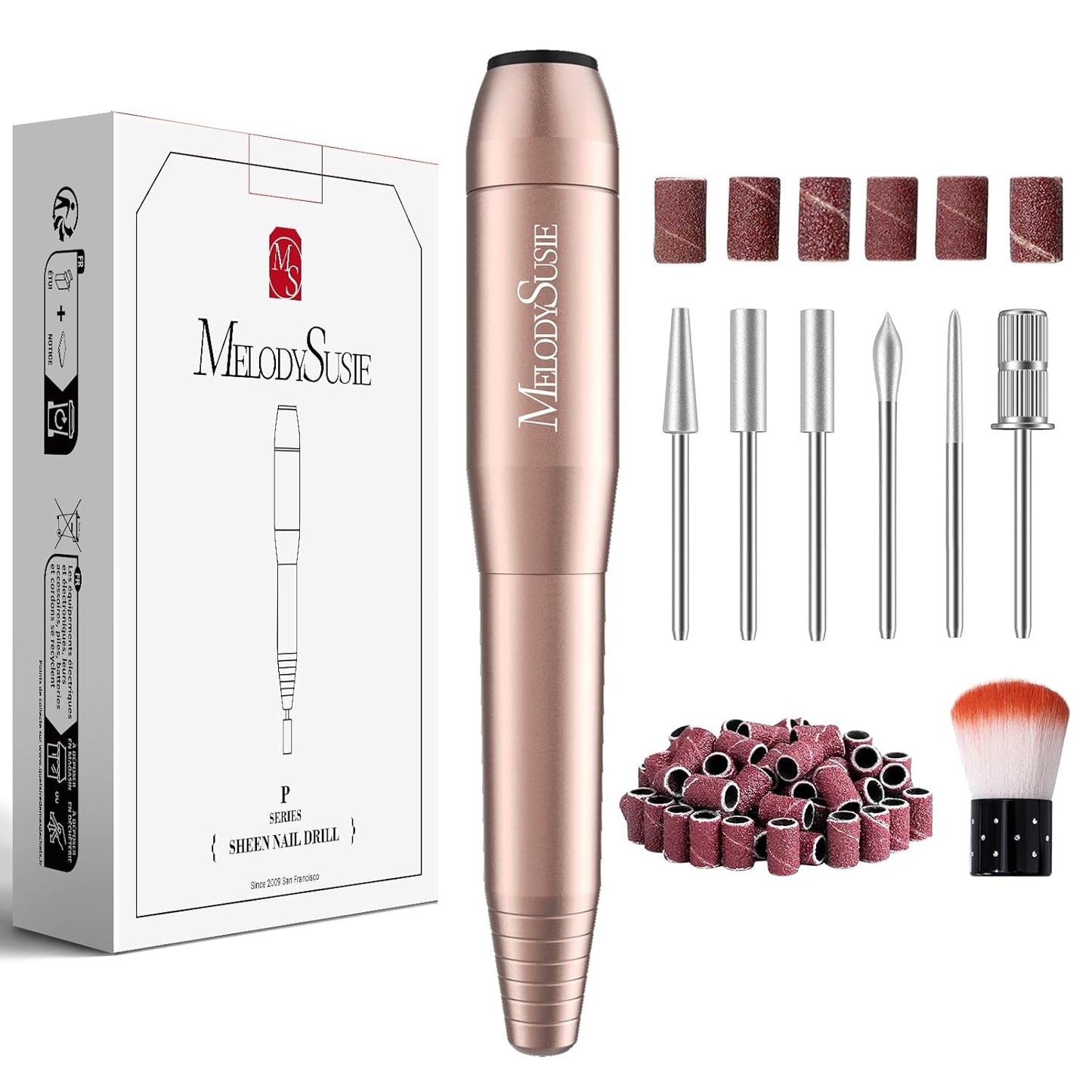 MelodySusie Electric Nail Drill Machine,PC120I Portable Electric Nail File Efile Set for Acrylic Gel Nails, Manicure Pedicure Tool with Nail Drill Bits Sanding Bands Dust Brush Gold - Medaid International