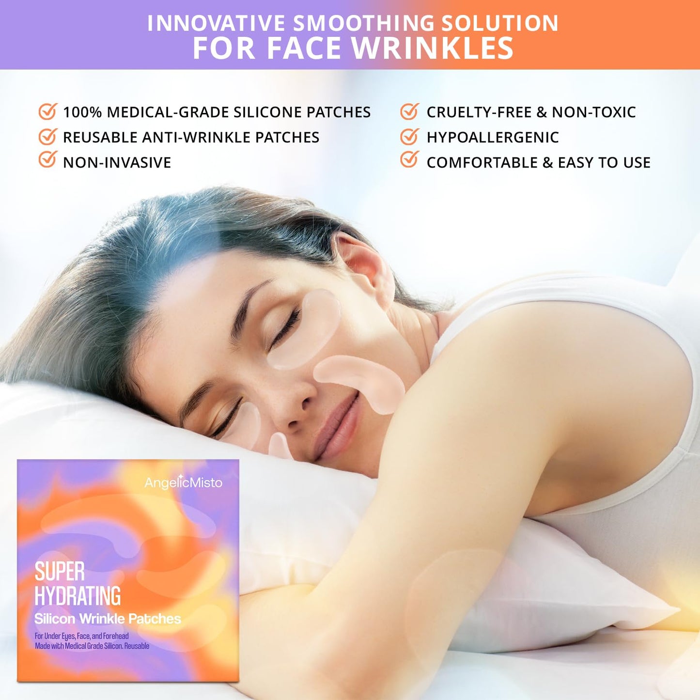 AngelicMisto Reusable Silicone Patches for Under Eye, Face and Forehead Wrinkles - Medaid International