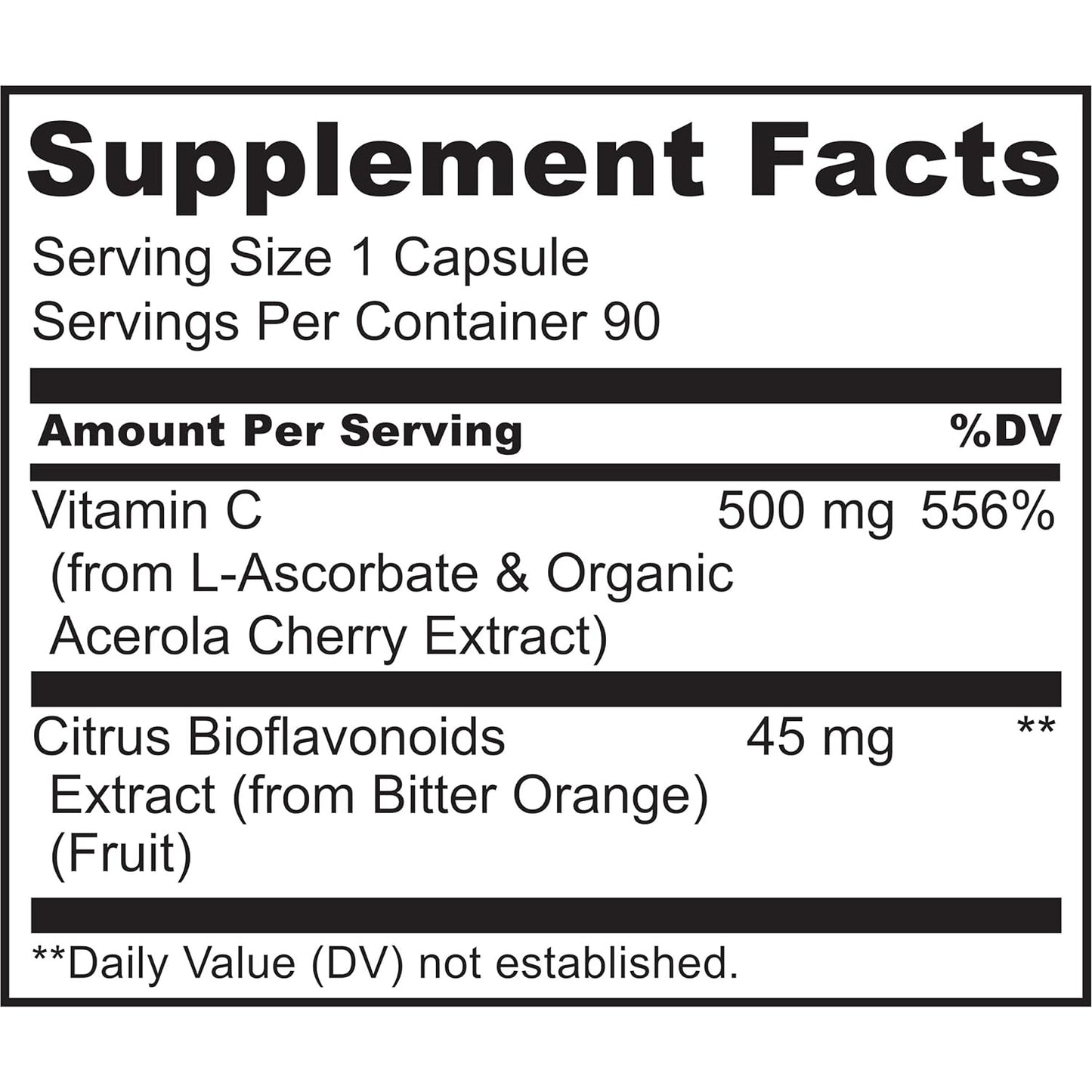 NATURELO Vitamin C with Organic Acerola Cherry Extract and Citrus Bioflavonoids - Vegan Supplement - Immune Support - 500 mg VIT C per Cap - Non-GMO - 90 Capsules - Medaid