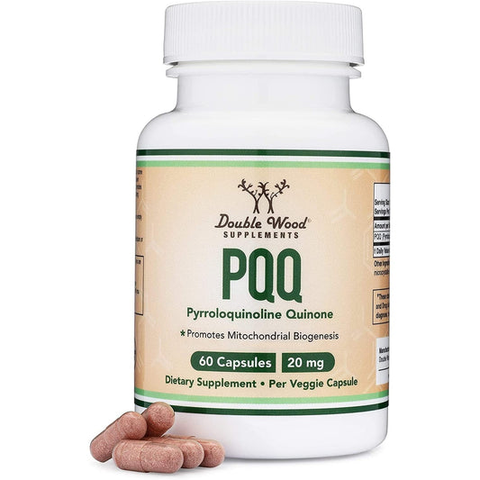 PQQ Supplement - 20mg, 60 Capsules (Pyrroloquinoline Quinone) Promotes Mitochondria ATP Coenzyme Levels, Energy Optimizer and Sleep Support (Non-GMO, Gluten Free, Vegan Safe) by Double Wood - Medaid International
