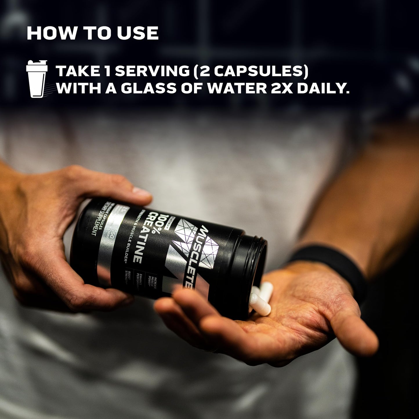MuscleTech Platinum Creatine Monohydrate Capsules - Creapure Creatine Pre & Post Workout Muscle Builder, Muscle Recovery & Energy Boosting Supplement for Men & Women - 100 Veggie Pills - Medaid International