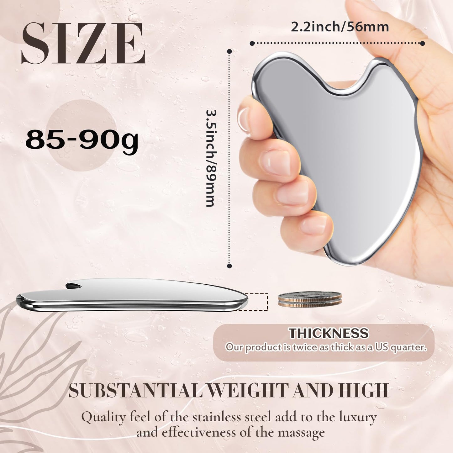 Nuanchu Stainless Steel Gua Sha Facial Tools Metal Guasha Tool for Face Body Jawline Shaper, Double Chin Reducer, Puffiness Reducing, Lymphatic Drainage Massager Skin Care Gift with Pouch(Silver) - Medaid International