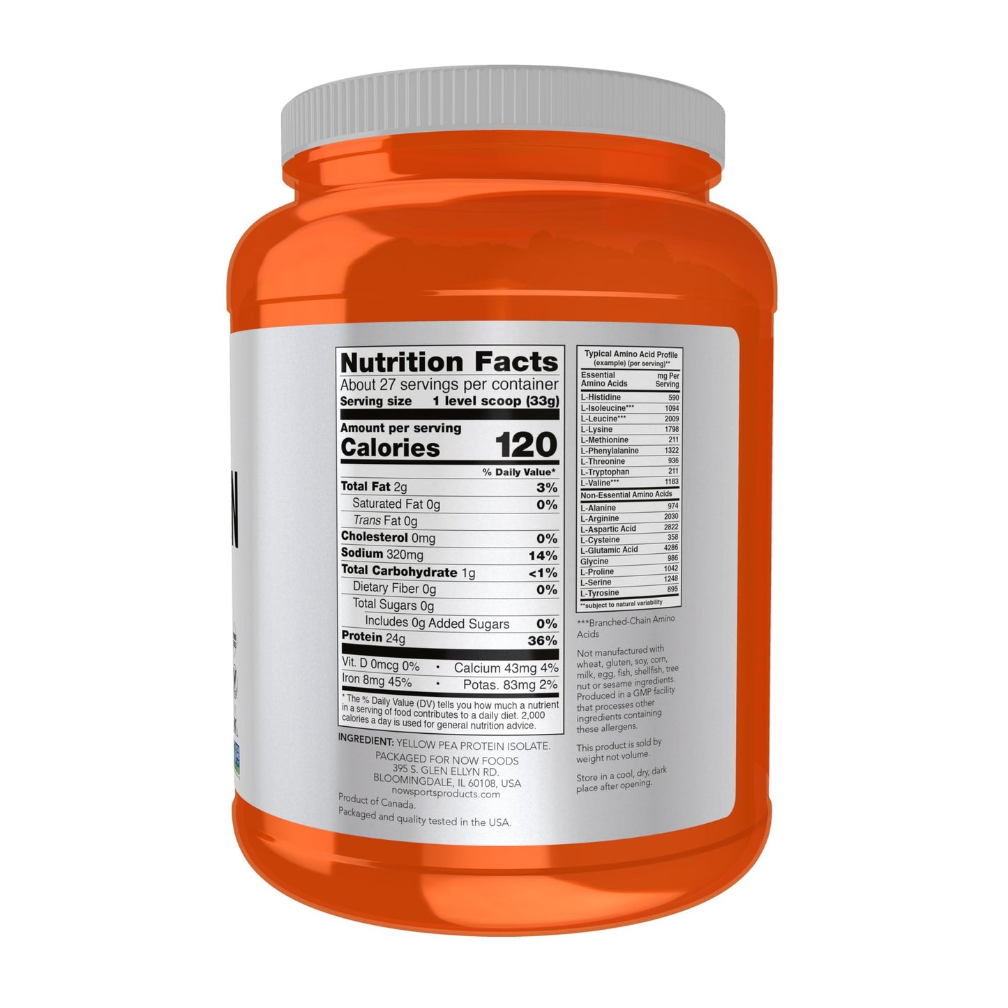 NOW Foods Sports Nutrition, Pea Protein 24 g, Fast Absorbing, Unflavored Powder, 2-Pound - Medaid International