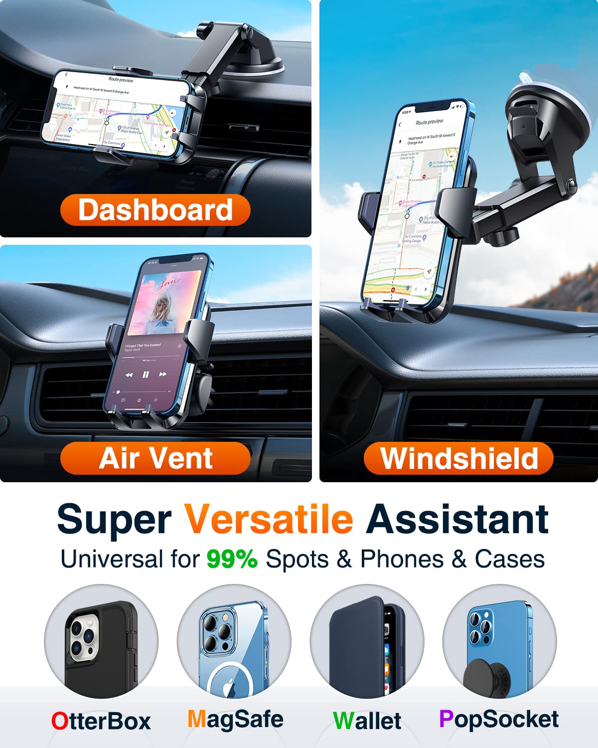 VANMASS ใ85+LBS Strongest Suction & Military-Grade 2025 Ultimate Car Phone MountใPatent & Safety Certsใ Cell Phone Holder Truck Stand for Dashboard Windshield Vent for iPhone 17 Pro Max 16 15 Samsung - Medaid International