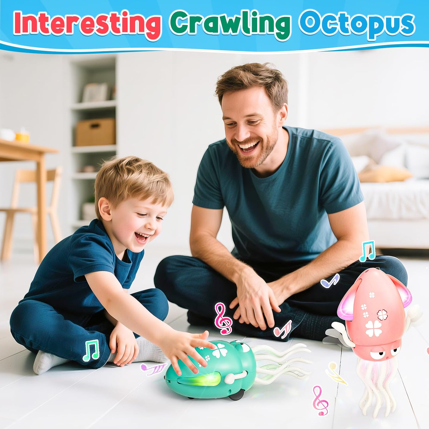 Dancing Octopus Baby Toy, Electric Crawling Octopus Tummy Time Toy, Rechargeable Magic Dancing Music Squid Baby Toys for 3 4 5 Year Old Kids Boy Girl Birthday Gifts Christmas Stocking Stuffers(Green) - Medaid International