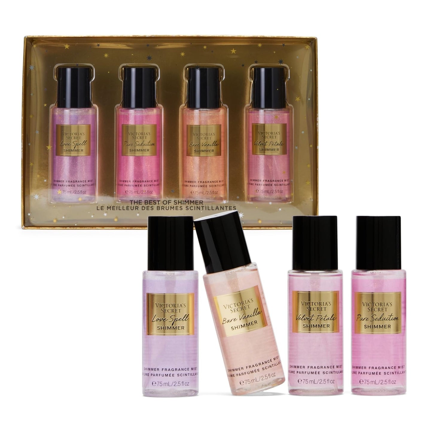 Victoria's Secret Fragrance Mist Collection 4 Piece Shimmer Mini Gift Set, Assorted Scents - Medaid International