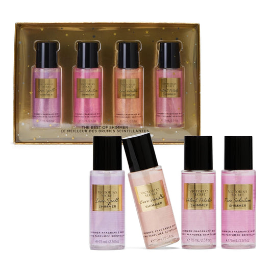 Victoria's Secret Fragrance Mist Collection 4 Piece Shimmer Mini Gift Set, Assorted Scents - Medaid International