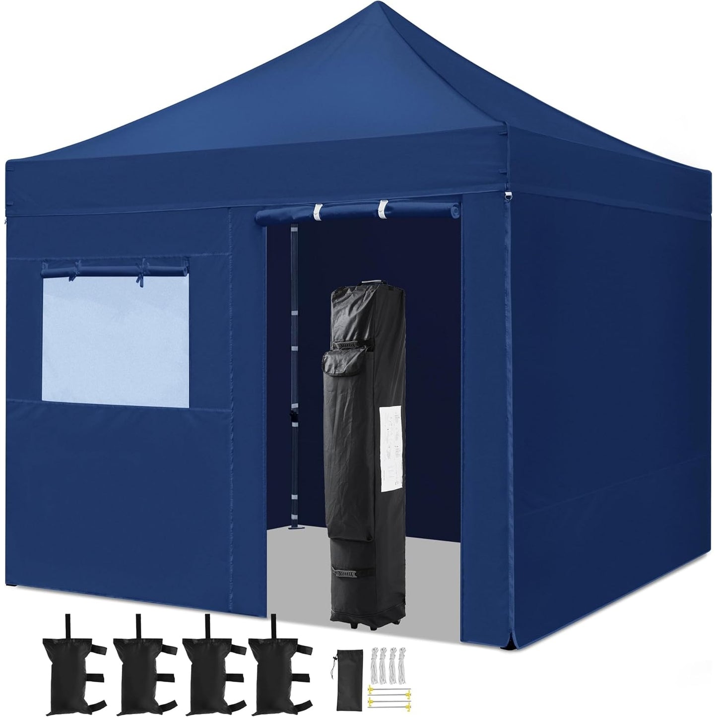 Yaheetech 10x10 Pop Up Commercial Canopy Tent with 4 Removable Sidewalls, Sandbags, Stakes & Ropes, Waterproof Instant Canopies for Wedding Party Commercial Event Pavilion, Black - Medaid International