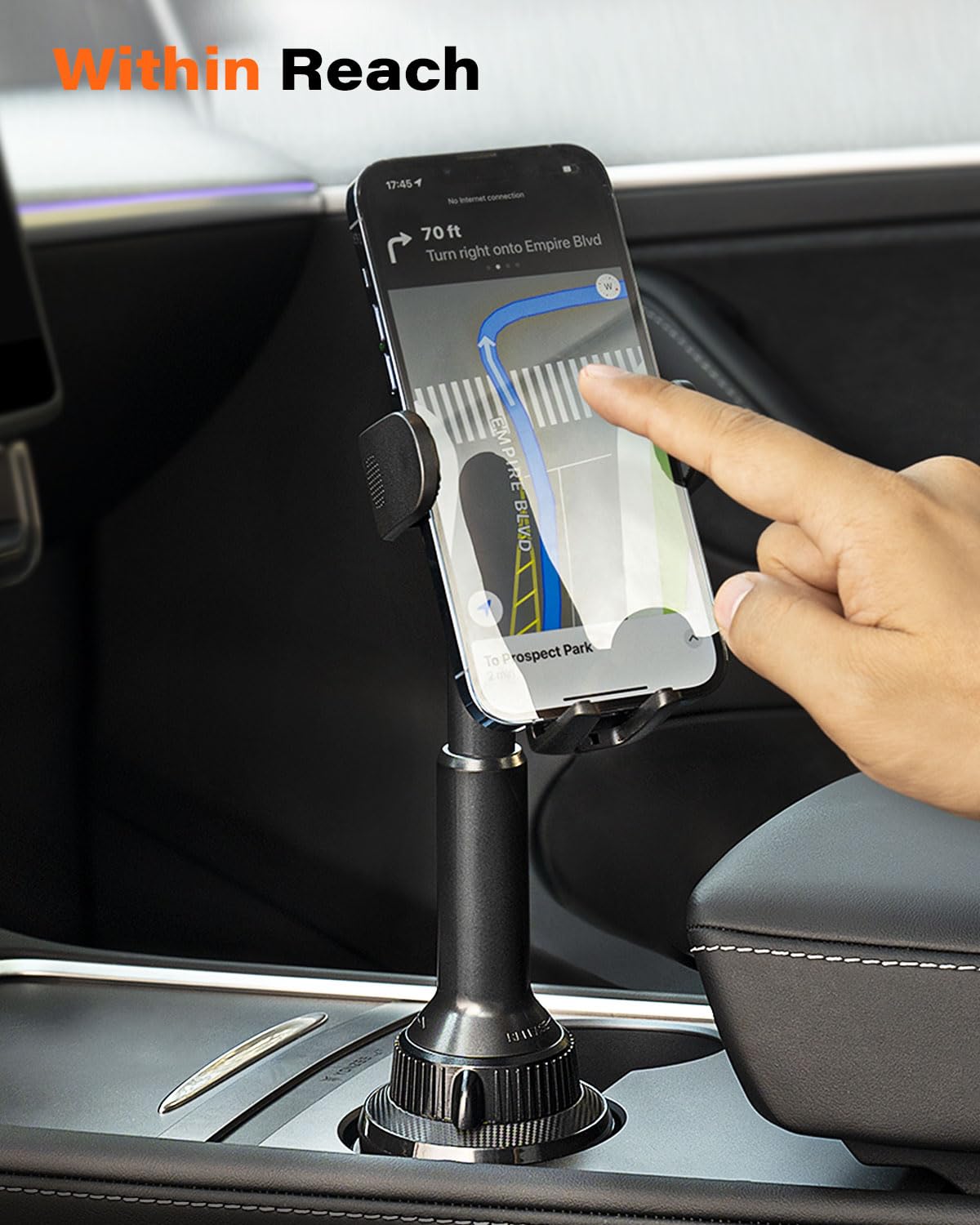 APPS2Car Universal Car Cup Phone Holder | Quick Extension Long Arm | 360° Swivel | Adjustable for iPhone, Samsung, Google, and All Smartphones | Stable & No Shake Design - Medaid International
