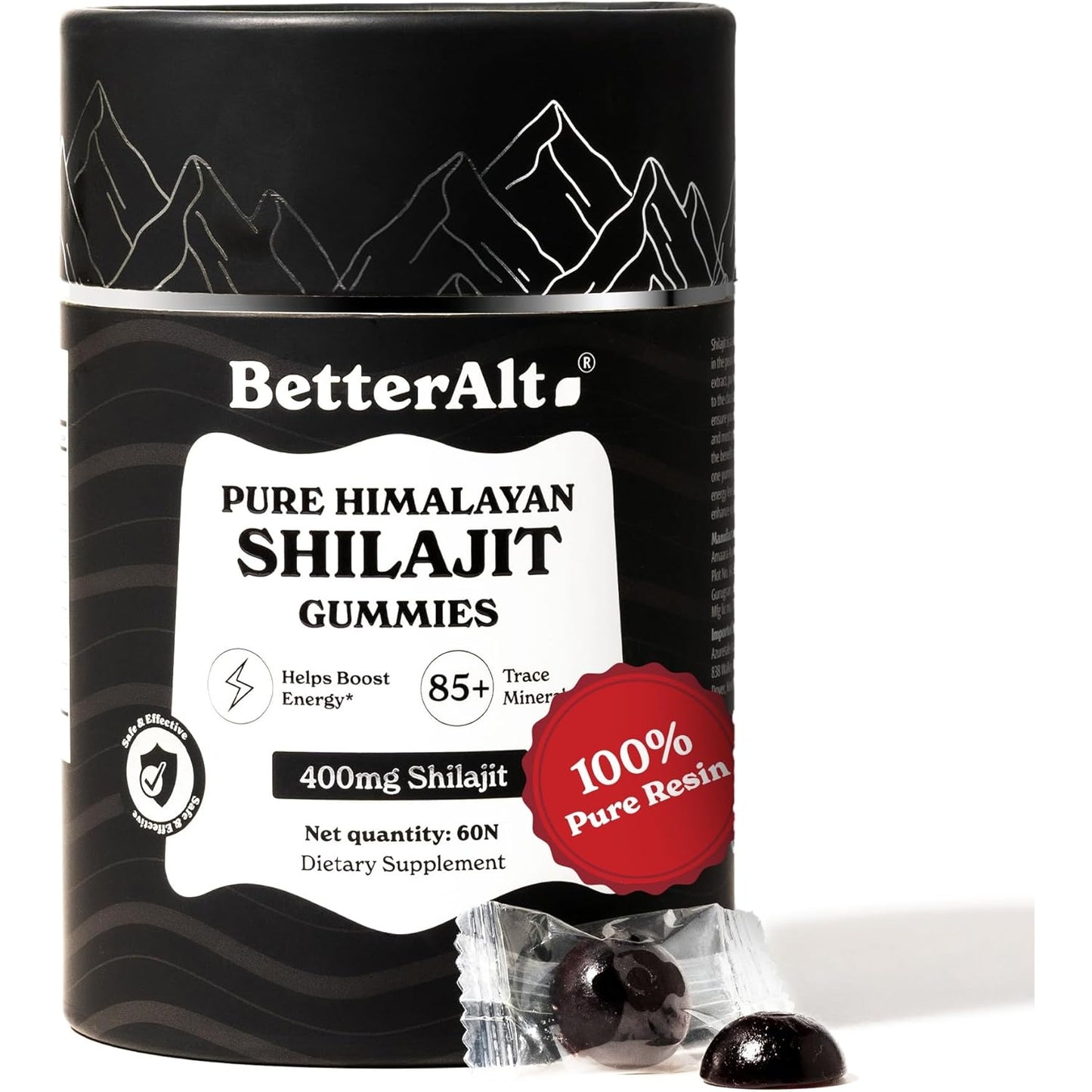 Pure Himalayan Shilajit Gummies with 100% Shilajit |High Potency Gold Grade| 60 Gummies for Energy Boost & Immune Support, 75%+ Fulvic Acid| Travel Friendly - Tamarind Flavor - Medaid International