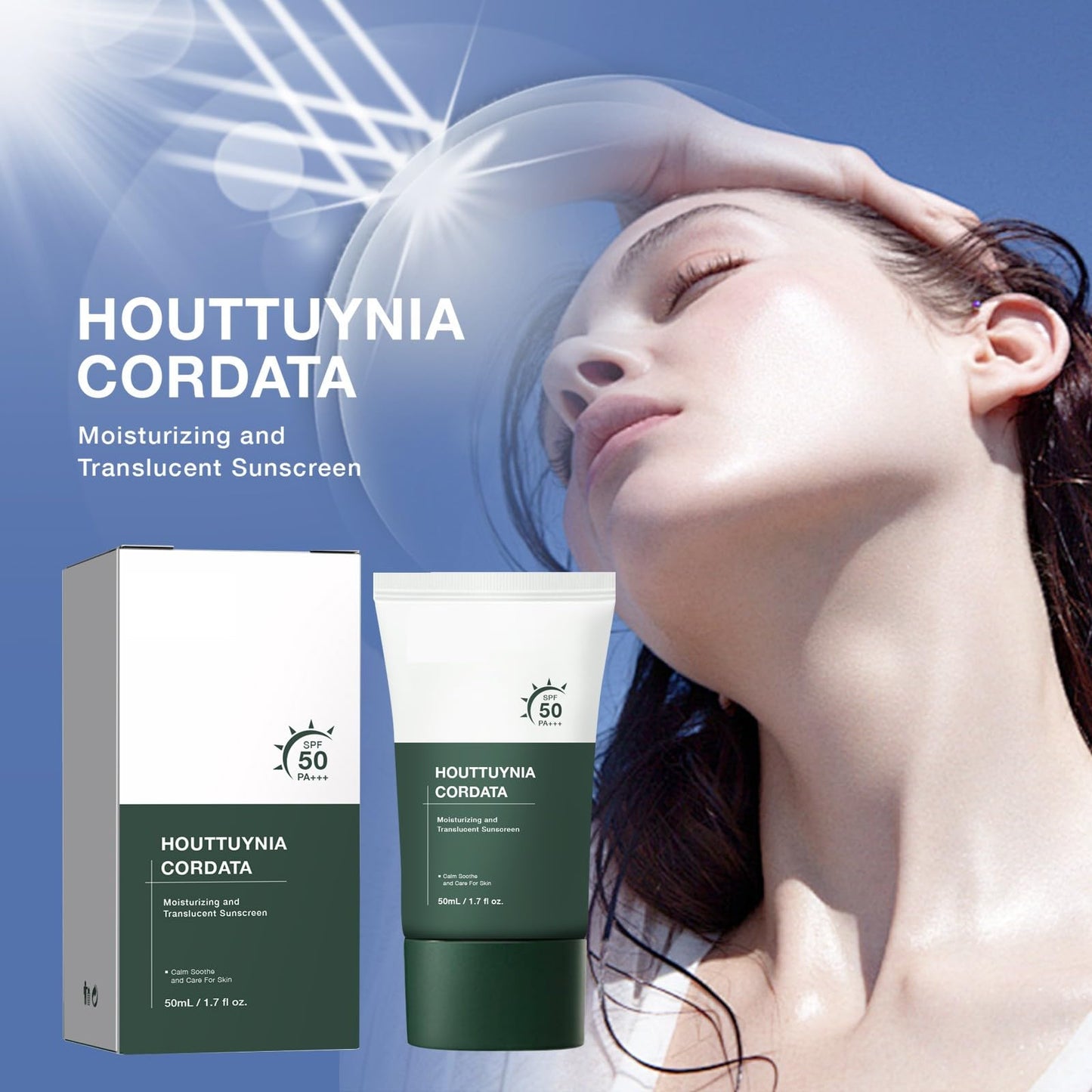 Silky Moisture Sunscreen, Moisture Daily Sunscreen, Korean SPF 50+ PA++++ Clear Filter Sun Essence, No White Cast, Hydrating, Moisturizing, Cools Down, Light Finish - Medaid International