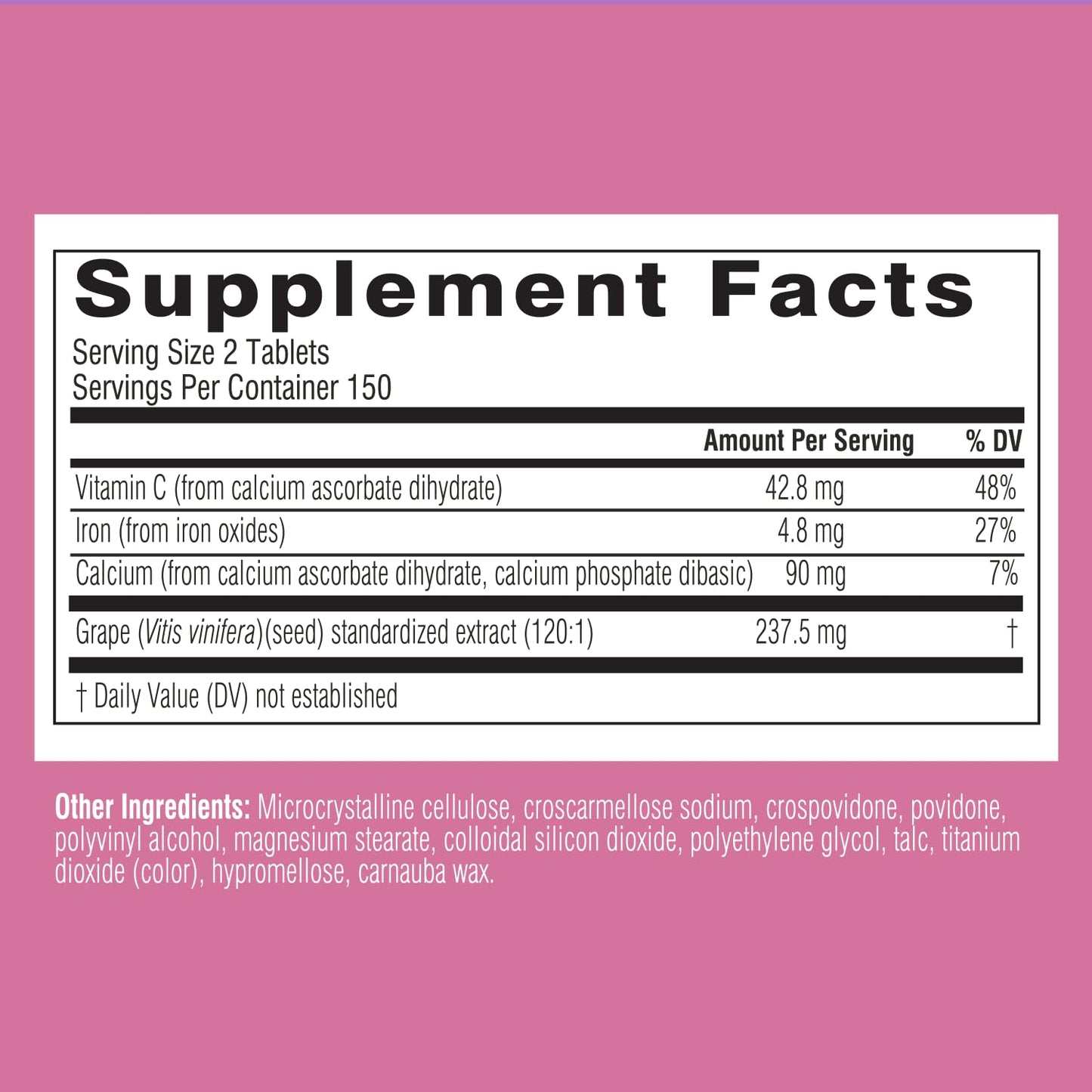 Swisse Grape Seed Extract Capsules Antioxidant Herbal Supplement | Grapeseed Polyphenols Supplement + Antioxidant Vitamin C | Promotes Skin Health & Collagen Production | 300 Tablets - Medaid International