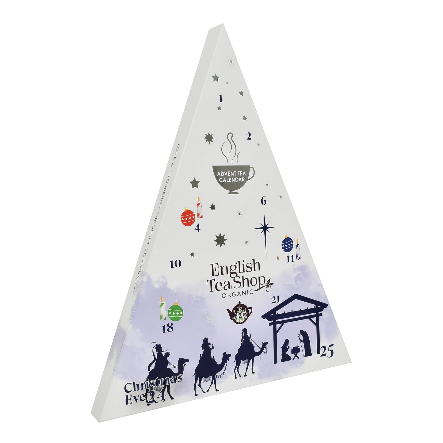 English Tea Shop Advent Calendar Nativity- 25 Pyramid Biodegradable Tea Bags - Medaid International