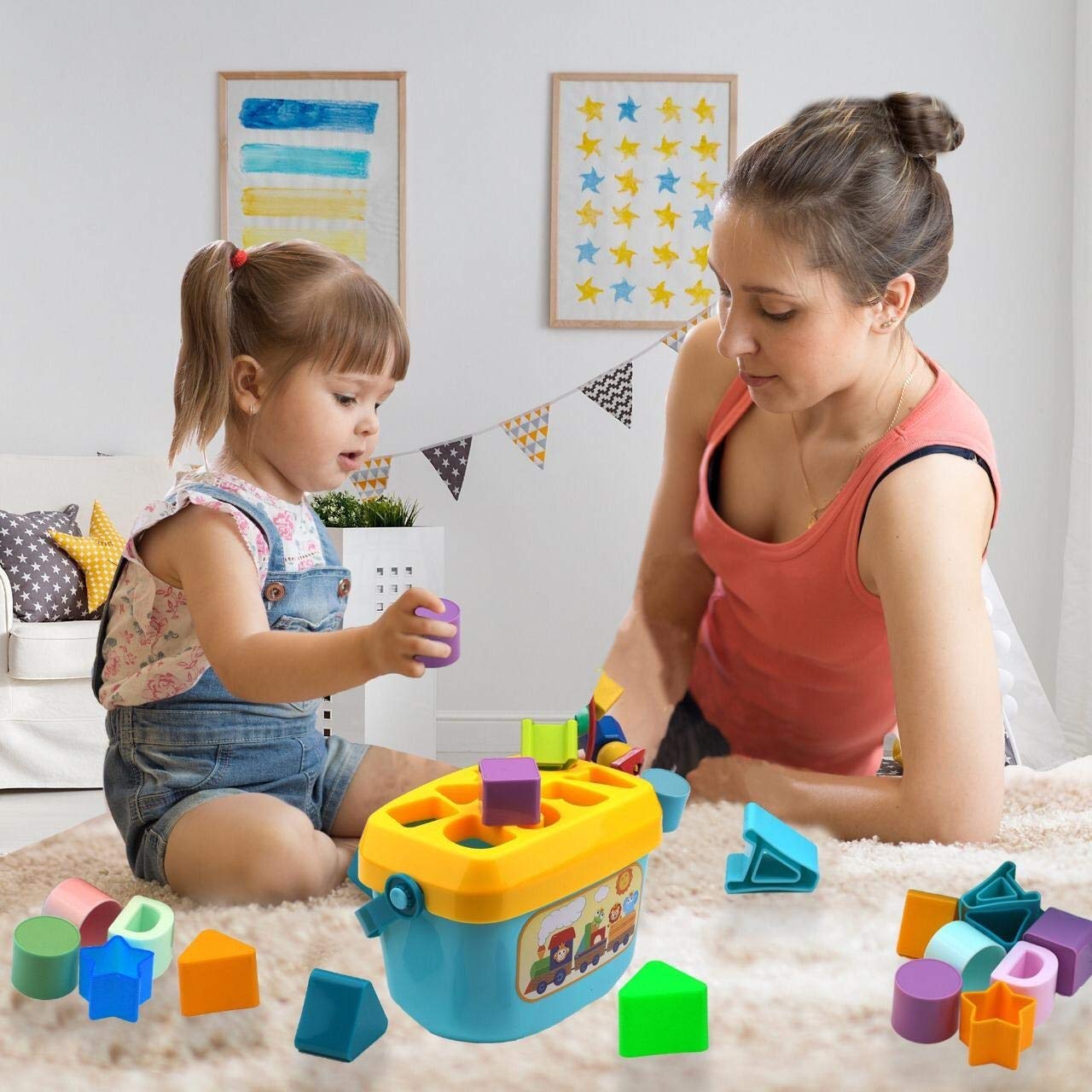 Playkidz Shape Sorter Baby and Toddler Toy, ABC and Shape Pieces, Sorting Shape Game, Developmental Toy for Children 18 Months+ - Medaid International