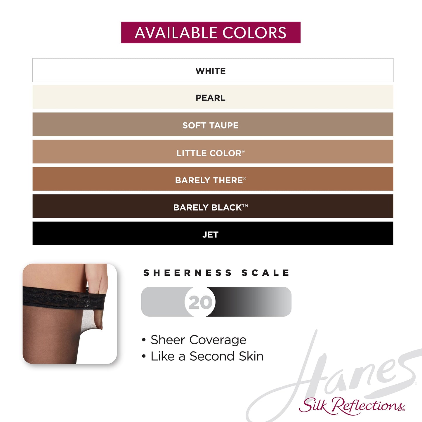 Hanes Silk Reflections Sheer Toe, Silky Sheer Finish Thigh Highs, Barely There, Size CD (Pack of 1) - Medaid International
