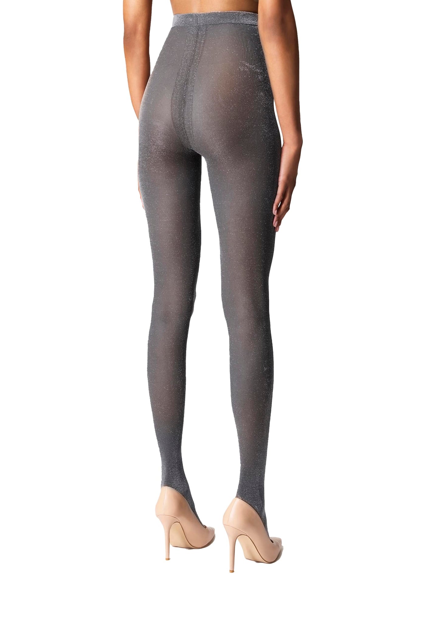 Wolford Shimmer Tights For Women Luxurious Soft Shiny Pantyhose with Extra-Fine Metallic Yarn Comfortable Knitted Waistband black/silver lurex Large - Medaid International