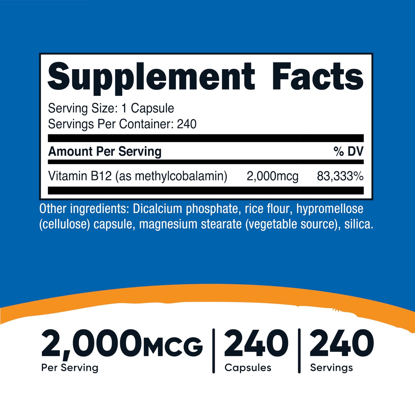 Nutricost Vitamin B12 (Methylcobalamin) 2000mcg, 240 Capsules - Vegetarian Caps, Non-GMO, Gluten Free B12 Supplement - Medaid International