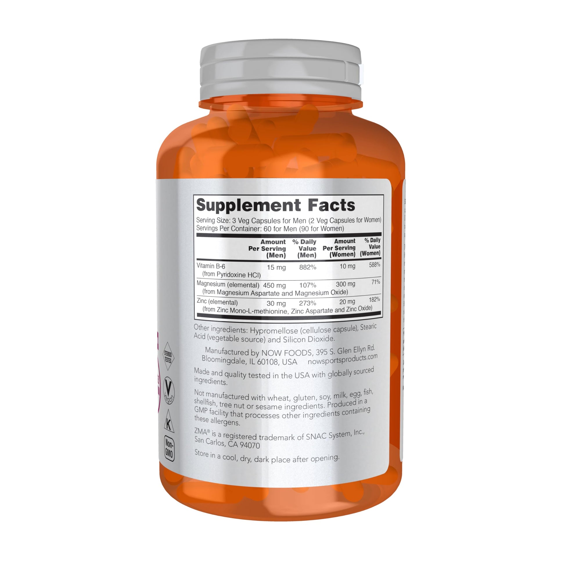 NOW Foods Sports Nutrition, ZMA (Zinc, Magnesium and Vitamin B-6), Enhanced Absorption, Sports Recovery*, 180 Capsules - Medaid International