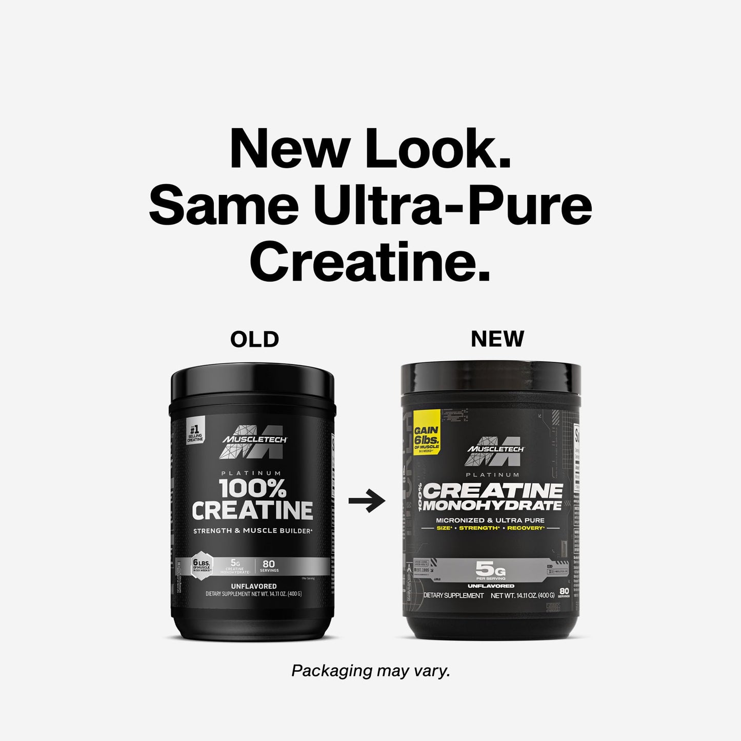 Muscletech Creatine Monohydrate Powder, Platinum Pure - Unflavored Micronized Creatine for Men & Women - Workout Supplements for Performance, Muscle Recovery & Builder-(80 Servings) Packaging May Vary - Medaid International
