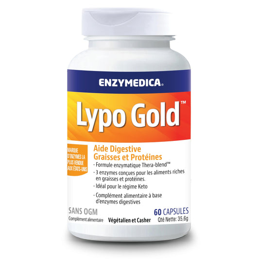 Enzymes Digestives Lypo Gold, Complément Alimentaire, Digestion Confortable, Anti Ballonnements et Ventre Gonflé, Confort Digestif, Lipase, Protéase, Amylase, Perle Digestive, 60 Capsules - Medaid International