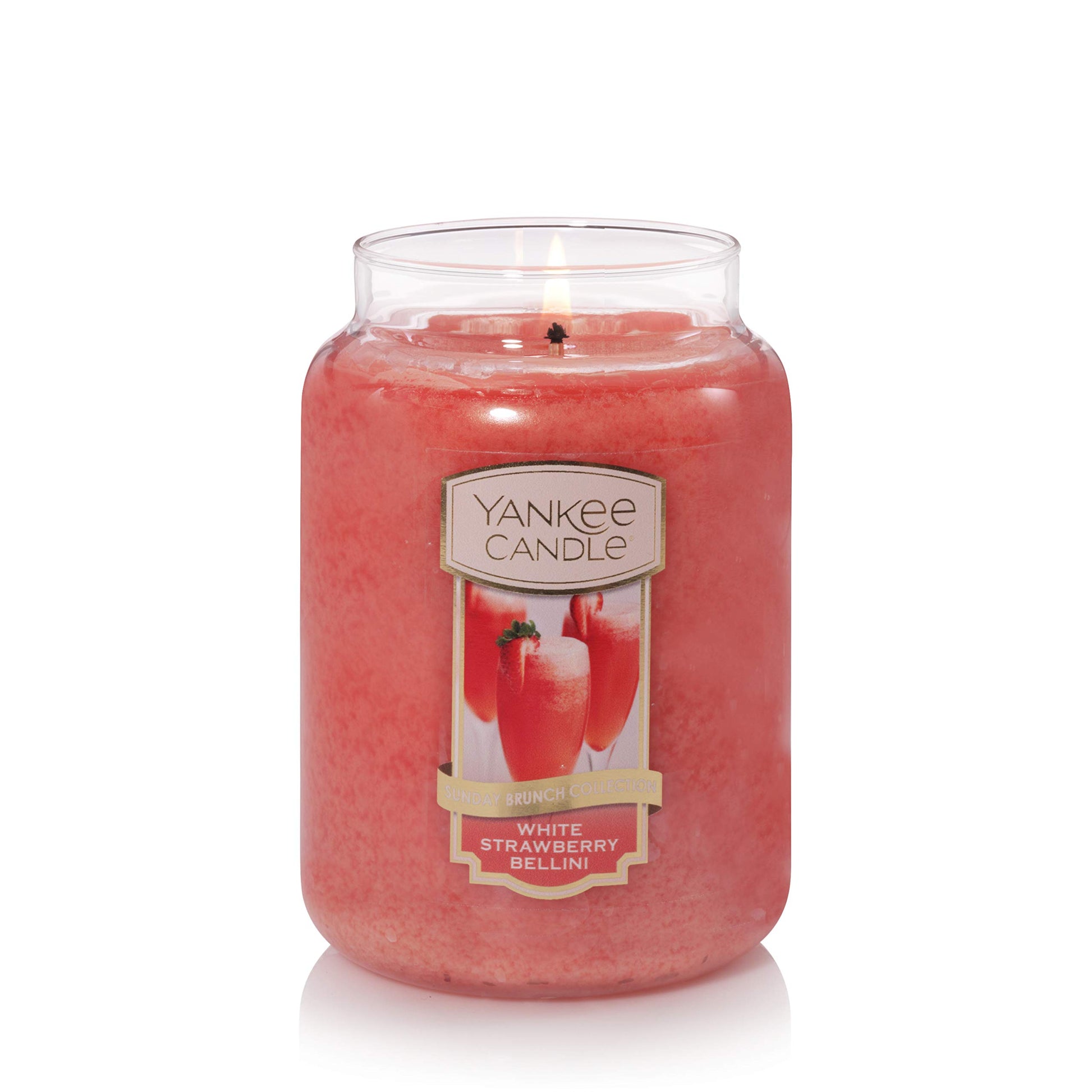 Yankee Candle White Strawberry Bellini Scented, Classic 22oz Large Jar Single Wick Candle, Over 110 Hours of Burn Time - Medaid International