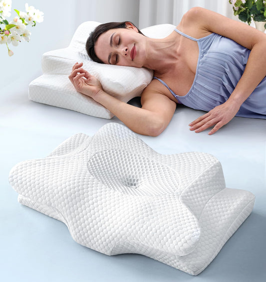 Emircey Clinical-Level Relief Cervical Neck Pillow for Sleeping, Orthopedic Contour Memory Foam Pillow for Side Sleepers, Cooling Pillow for Neck Relief, Ergonomic for Back and Stomach Sleepers - Medaid International