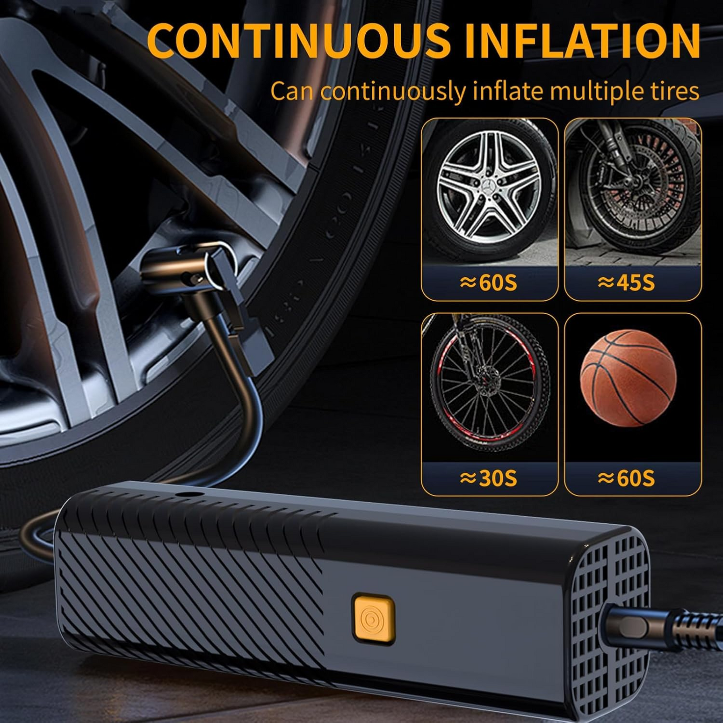 Tire Inflator Portable Air Compressor - Air Pump for Car Tires with Tire Pressure Gauge MK-322 - Medaid International