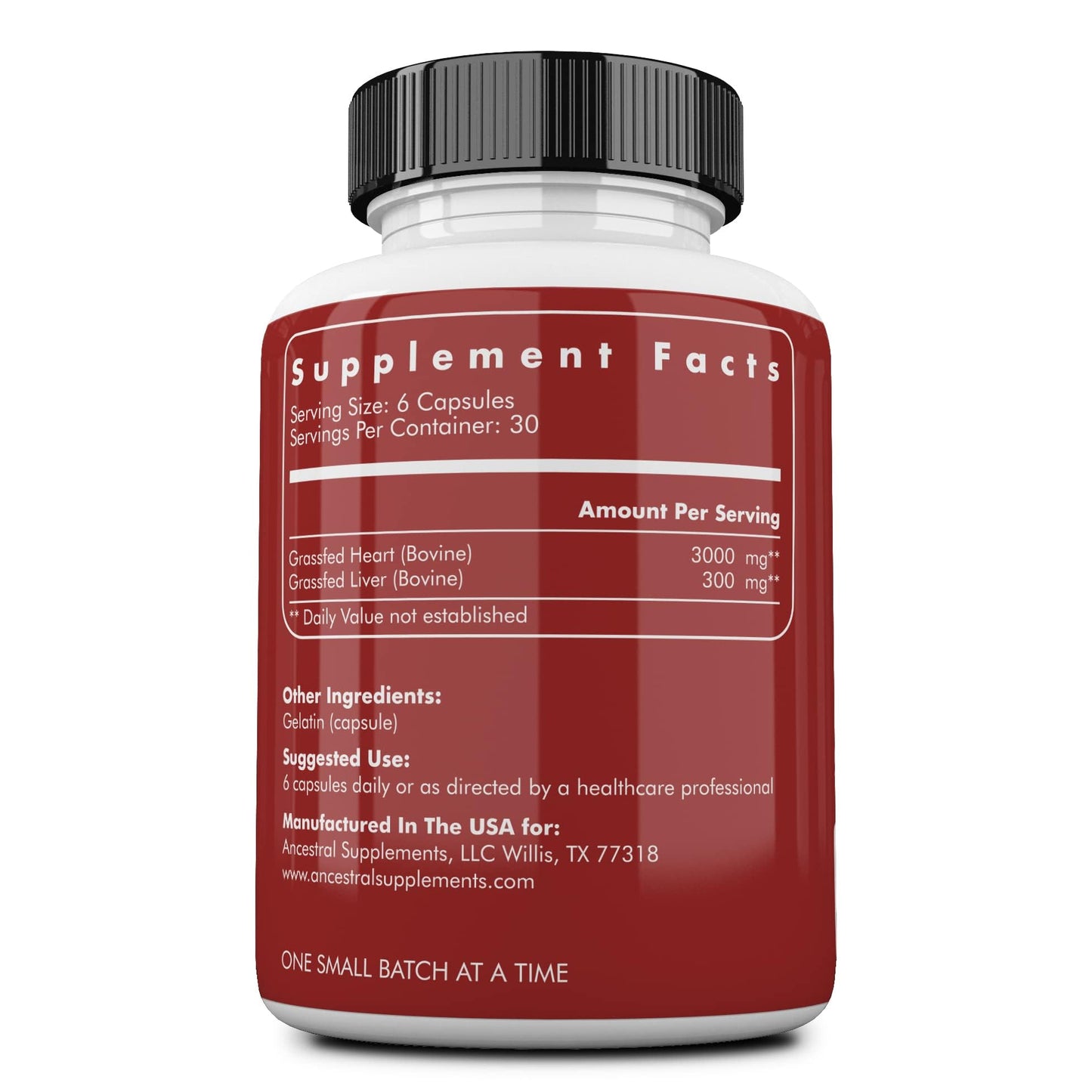 Ancestral Supplements Grass Fed Beef Heart Supplement, 3300mg, CoQ10 Supplement Supports Heart and Mitochondrial Health, Non-GMO, 180 Capsules - Medaid International