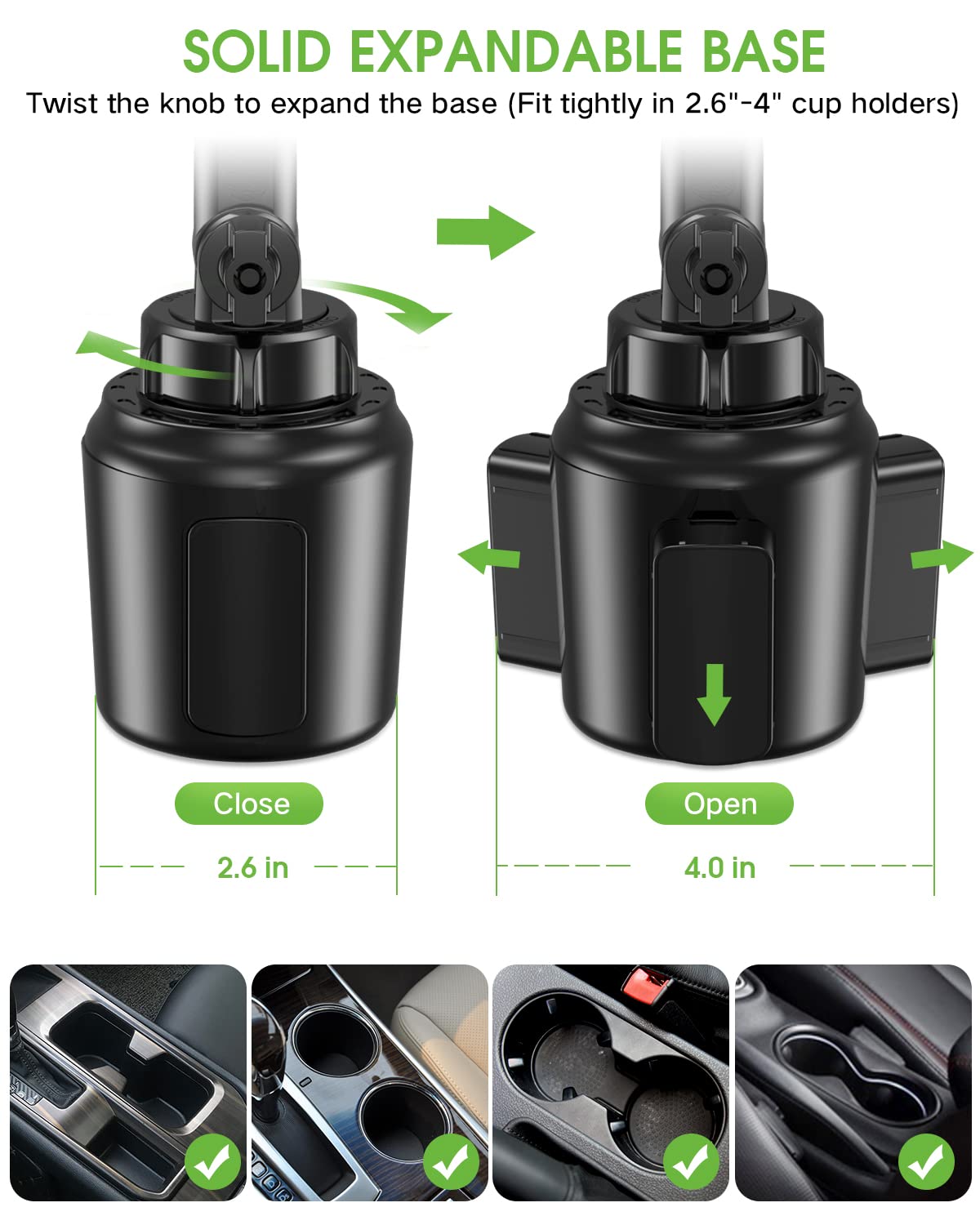 EOCAHO 2025 Upgraded Cup Phone Holder for Car, Universal No Shaking Cup Holder Phone Mount with Expandable Base for Car Truck, Adjustable Holders,Compatible with iPhone Samsung All Phones: 1 Pack - Medaid International