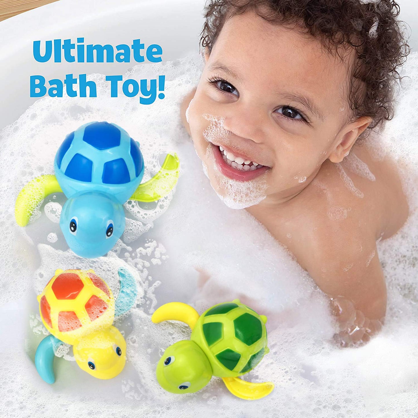 Bath Toys for Toddlers 1 2 3 4 5 Years Old,Pool Toys for Kids,Baby Funny Wind Up Swimming Turtle Bath Toy,Cute Floating Bathtub Water Toys,Gift for Preschool Child Boys Girls (3 Pcs) - Medaid International
