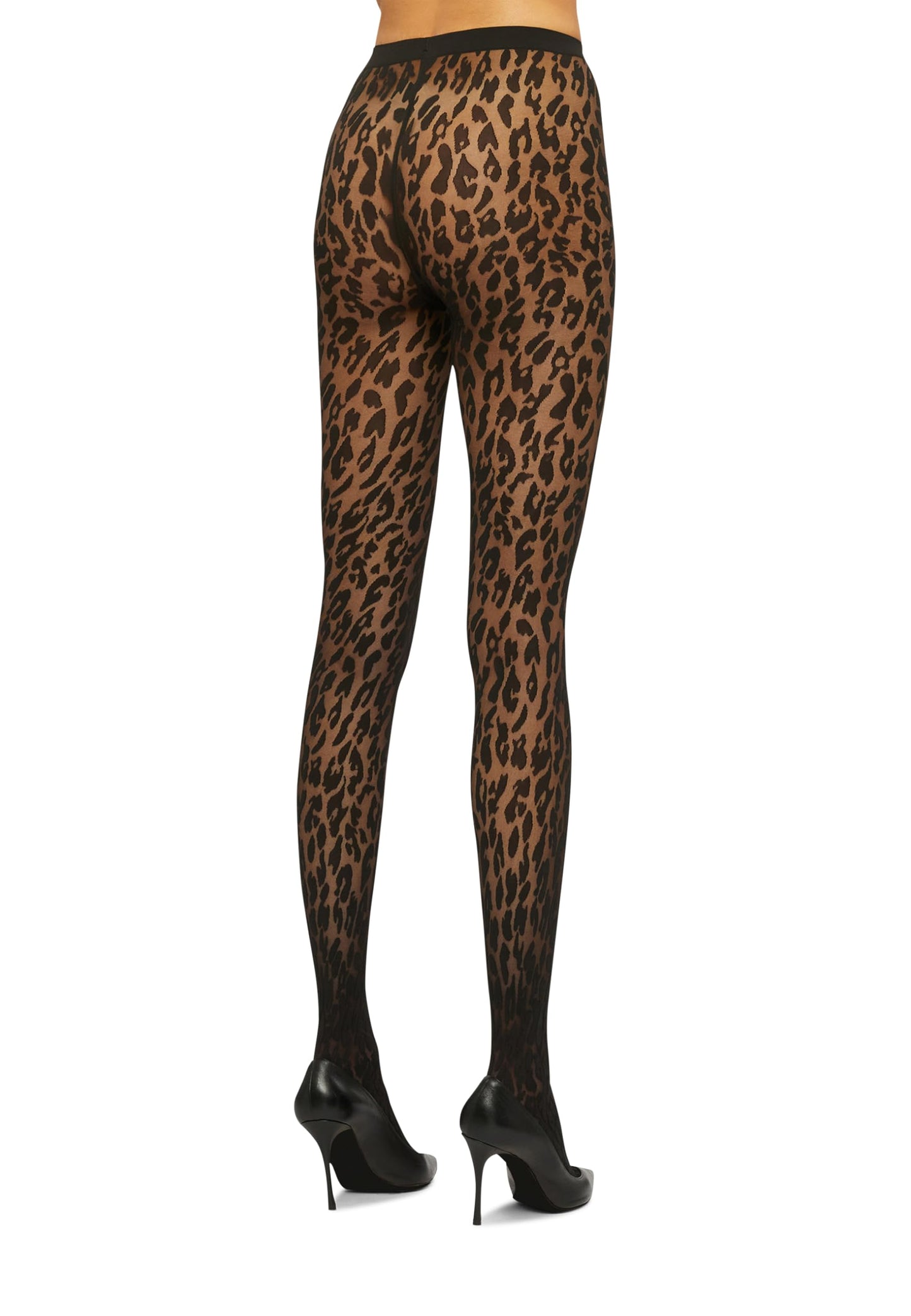 Wolford Josey Tights for Women Leo Design Sheer Opaque Animal-Inspired Print Knitted-in Waistband For Guaranteed Perfect Fit Black Small - Medaid International