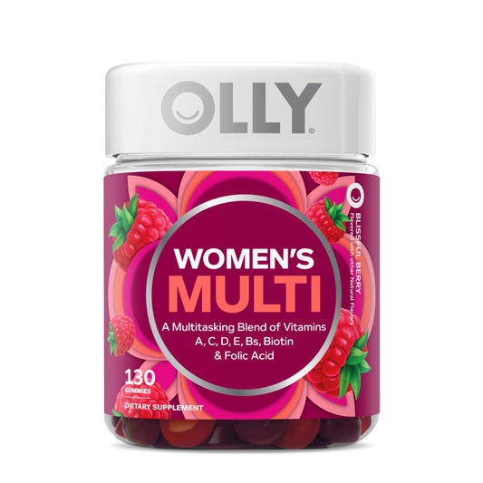 OLLY Women's Daily Multivitamin Gummy, Vitamins A, D, C, E, Biotin, Folic Acid, Adult Chewable Vitamin, Berry Flavor, 65 Day Supply - 130 Count - Medaid International