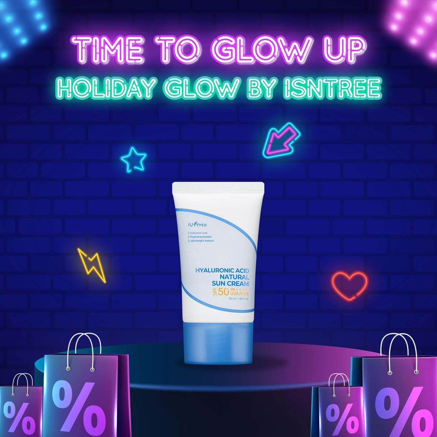 ISNTREE Hyaluronic Acid Natural Suncream 50ml, 1.69 fl oz | SPF 50 | Korean Skincare | Moisturizing | No White Cast | Korean Sunscreen | Broad Spectrum | Mild Formula - Medaid International