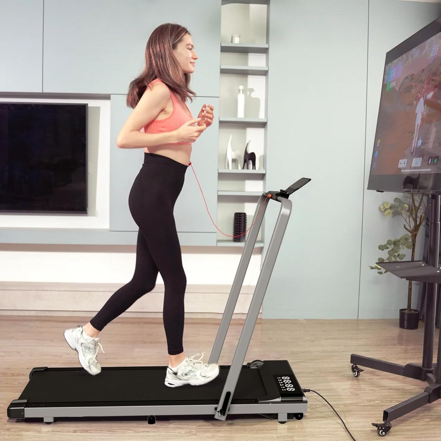 DeerRun Walking Pad Treadmill with Incline and Handle Bar, 3 in 1 Foldable Treadmills for Home Small Office, 300lbs Portable Compact Under Desk Treadmill with App - Medaid International