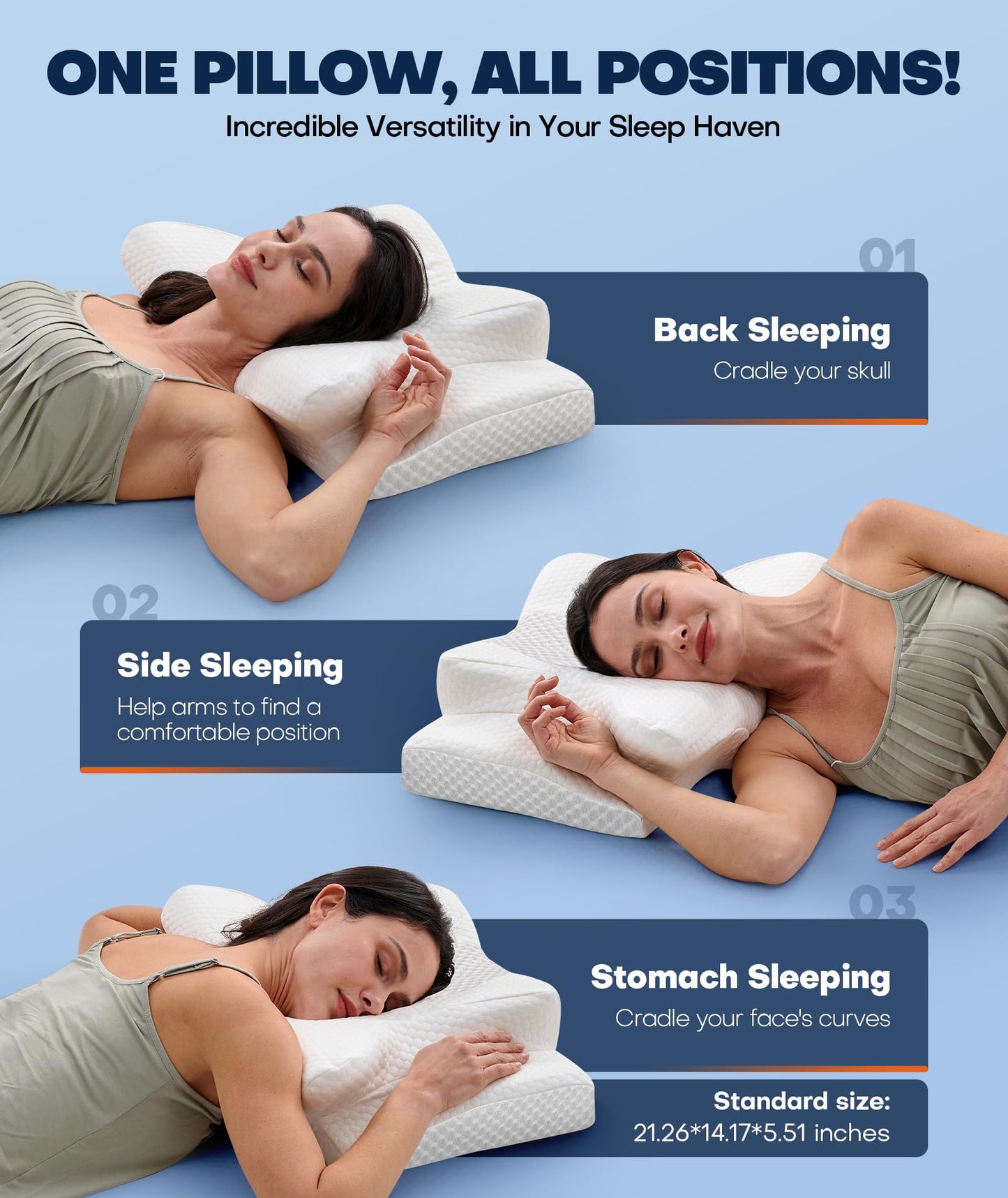 Sleep Doctor Approved Cervical Neck Pillow for Sleeping, Ergonomic Contour Side Sleeper Pillows for Adults, Cooling Orthopedic Pillow for Pain Relief Support, Memory Foam Pillows Back Stomach Sleepers - Medaid International