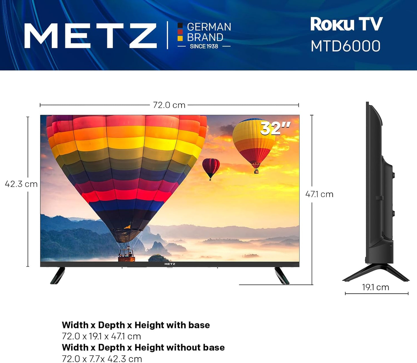 Metz MTD6000 32" 720p HD Smart TV - Medaid International