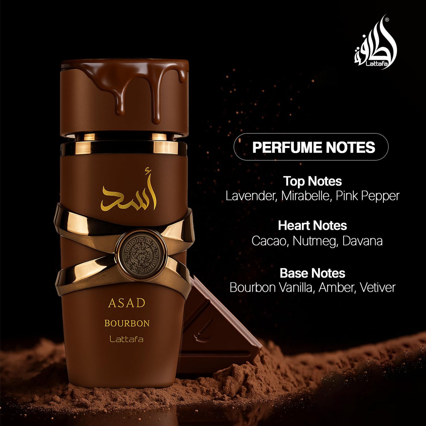 Lattafa Asad Bourbon for Unisex Eau de Parfum Spray, 3.4 Ounce / 100 ml - Medaid International