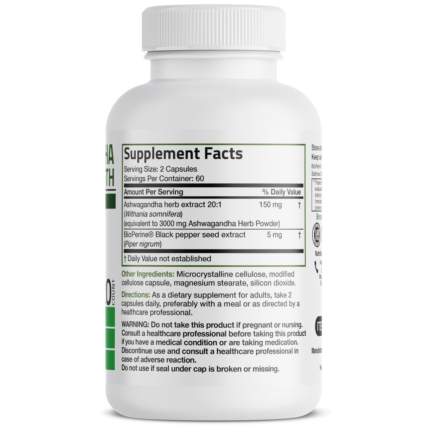 Bronson Ashwagandha Extra Strength Stress & Mood Support with BioPerine - Non GMO Formula, 120 Vegetarian Capsules - Medaid International