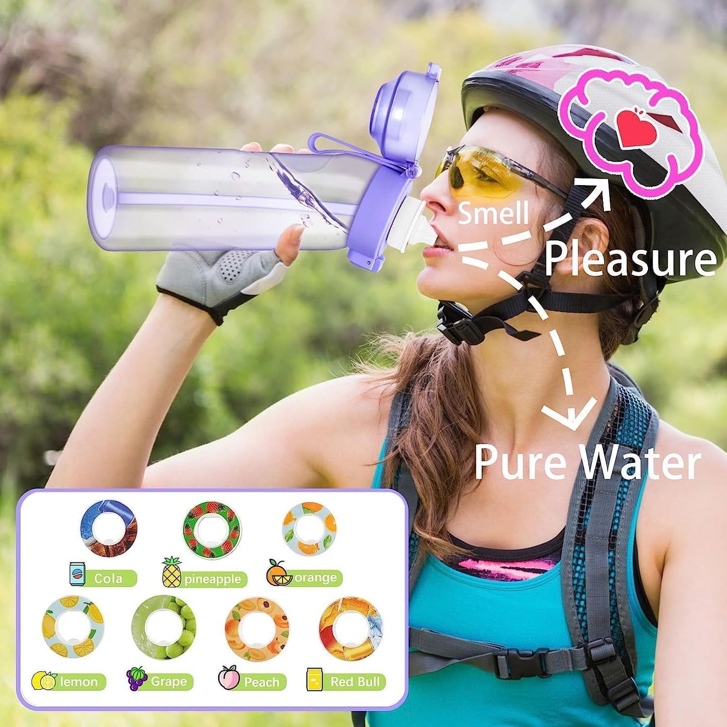 MAKINGTEC Sports Air Water Bottle, 650ML BPA Free, with 7 Flavour Pods, for Gym, Travel, Hiking, Yoga, Running, Indoor and Outdoor Activities - Medaid International