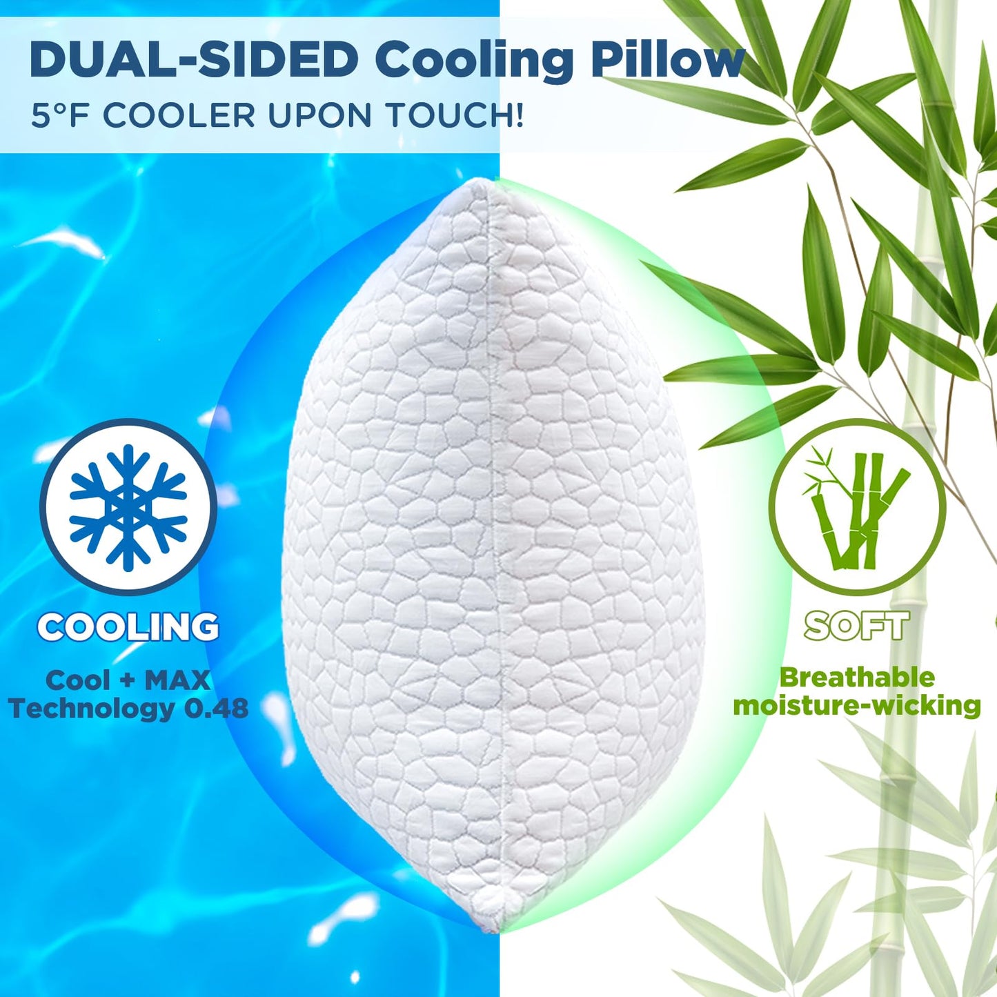 SUPA MODERN Cooling Pillows Queen Size Set of 2, Shredded Memory Foam Pillows for Sleeping 2 Pack, Adjustable Firm Bed Pillow for Side Back Stomach Sleepers, Cool Luxury Gel Pillow for Neck Support - Medaid International