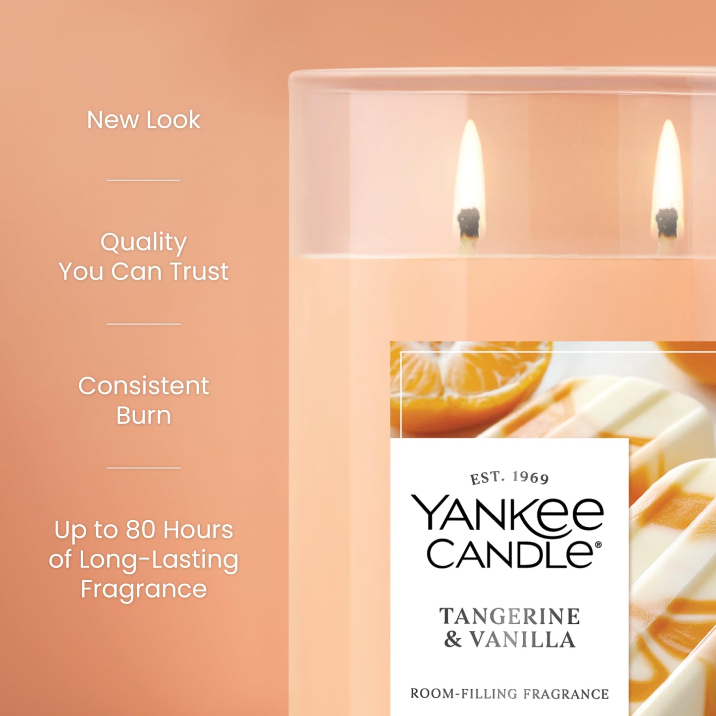 Yankee Candle Large Tumbler Scented Candle with up to 80 Hour Burn Time, Premium Plant Wax Blend for Consistent Burn, 20 oz Tumbler Candle with Room Filling Fragrance, Tangerine & Vanilla - Medaid International